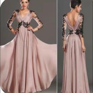 Pink and black lace dress